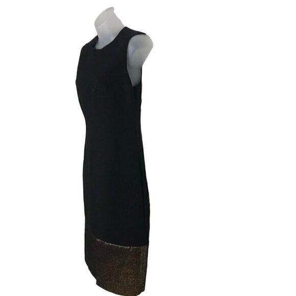 Diane Von Furstenberg Little Black Dress With Gold Highlights Size 6 - Picture 4 of 6